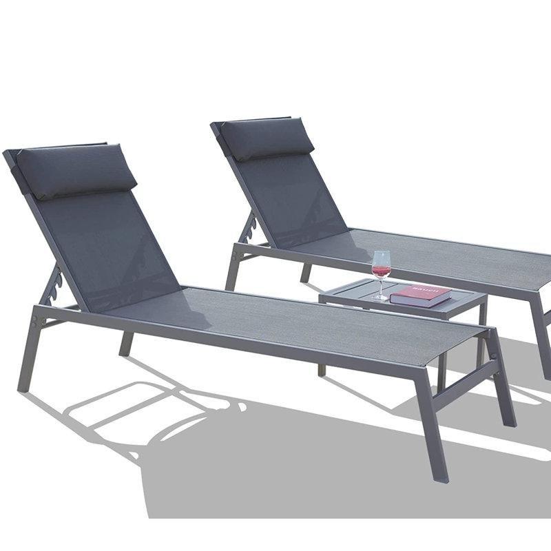 Metal Katlanabilir ve İstiflenebilir Masalı Şezlong Seti 3 Parça - 171531