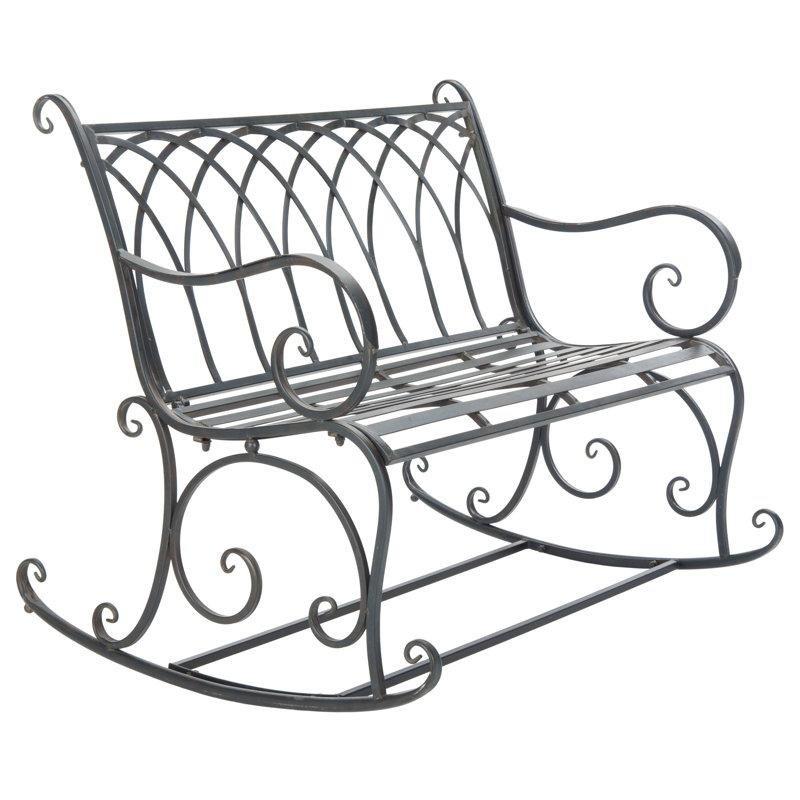 Metal Kıvrımlı Desenli Eskitme Boyalı Bahçe Bankı - 110 cm - 172121