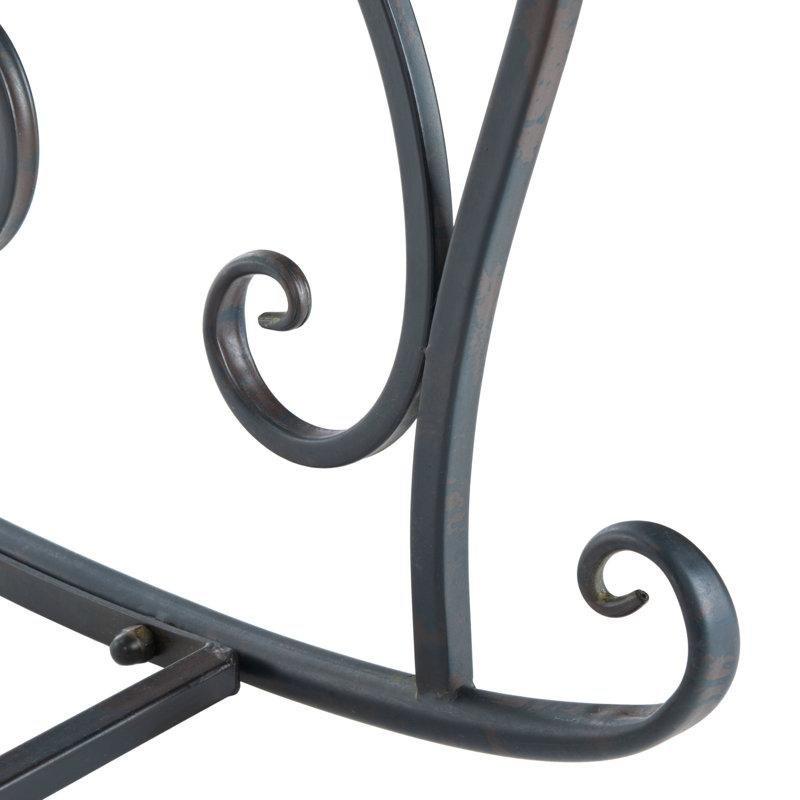 Metal Kıvrımlı Desenli Eskitme Boyalı Bahçe Bankı - 110 cm - 172121