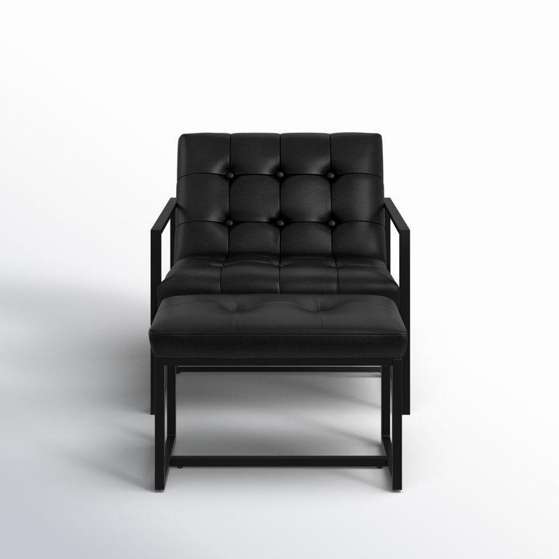 Metal Kızak Ayaklı Kapitoneli Suni Deri Puflu Tekli Koltuk - 204451