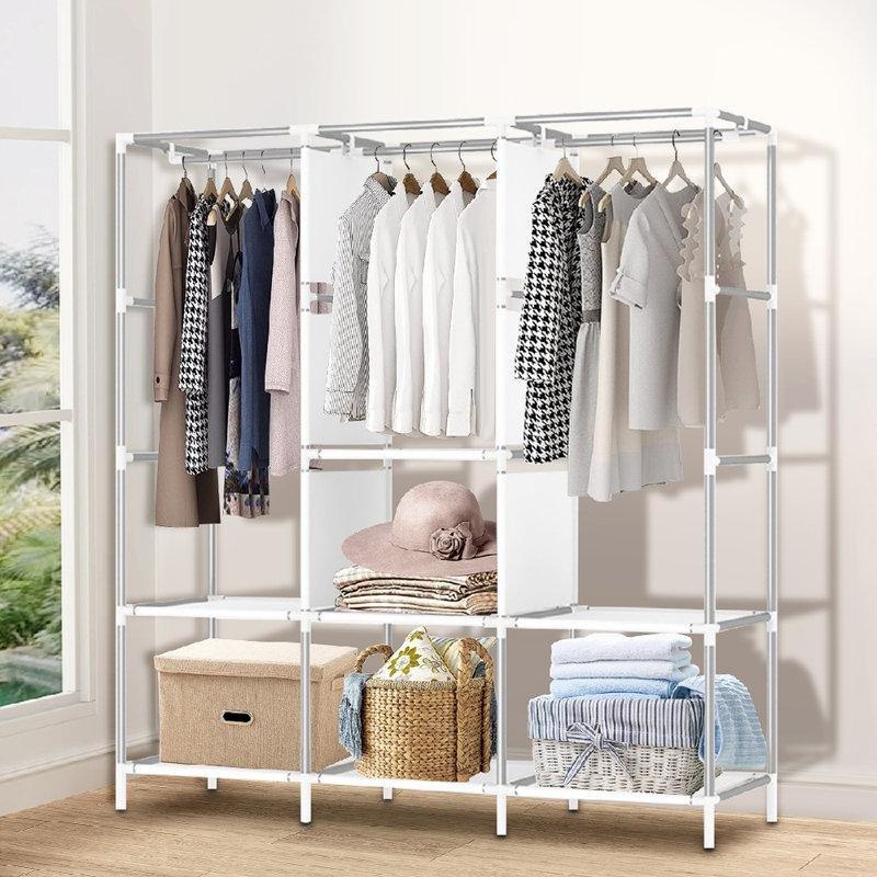 Metal Kumaş Fermuarlı Askılıklı Portatif Bez Dolap - 129x45x171 cm - 182901