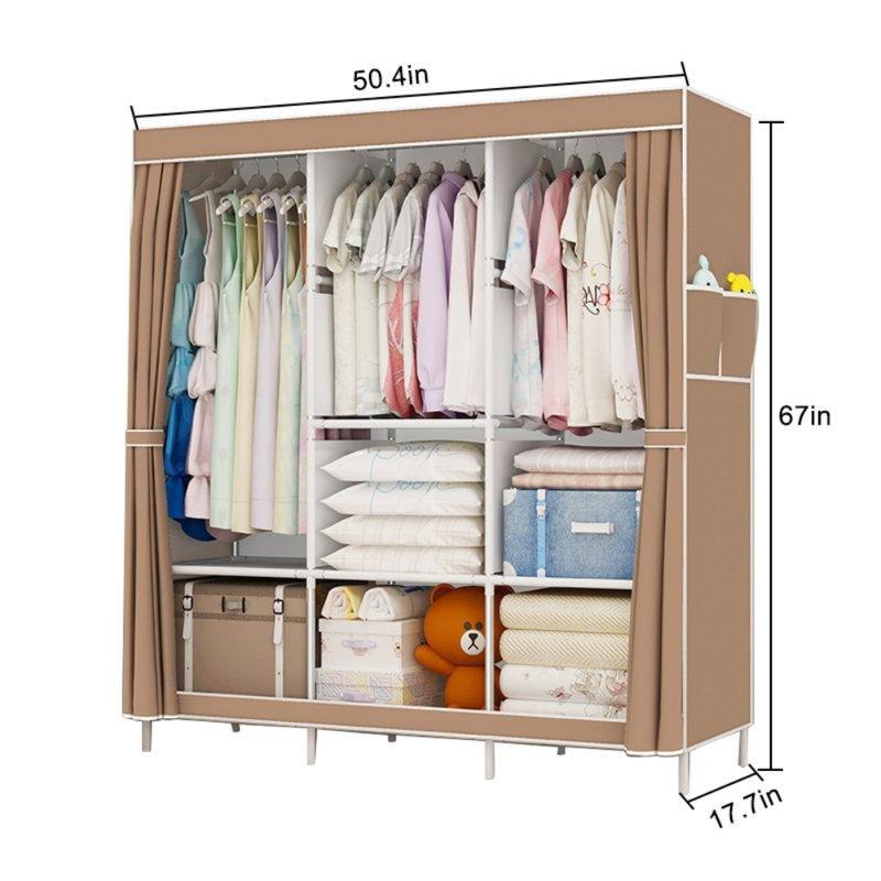 Metal Kumaş Fermuarlı Askılıklı Portatif Bez Dolap - 129x45x171 cm - 182901