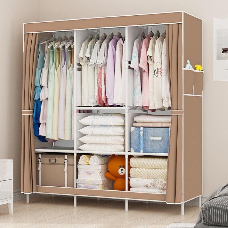 Metal Kumaş Fermuarlı Askılıklı Portatif Bez Dolap - 129x45x171 cm - 182901