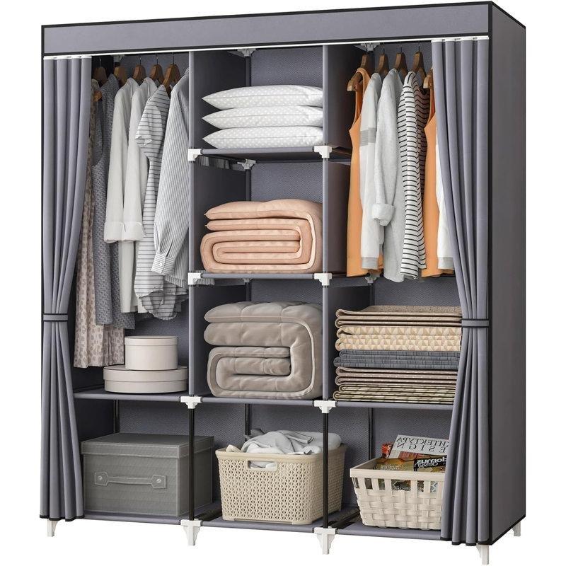 Metal Portatif Fermuarlı Tekerlekli Bez Dolap - 130x45x168 cm - 183895