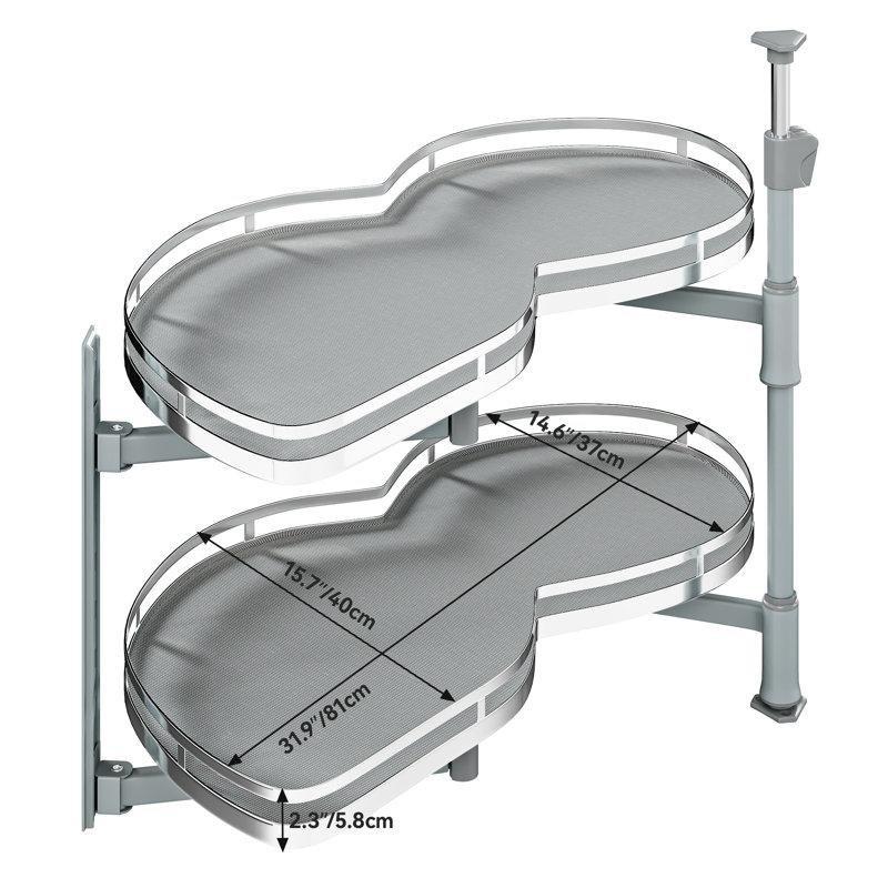 Metal Sola Açılır Döner 2 Katlı Teleskopik Dolap İçi Raf - 81 cm - 183313
