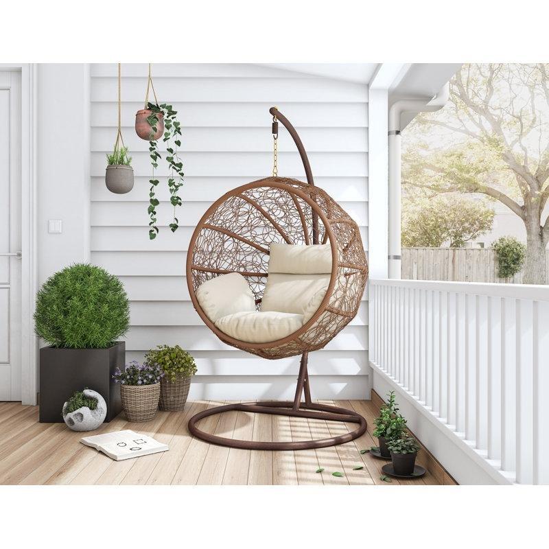 Metal Standlı Tek Kişilik Minderli Balkon Salıncağı - 187x125 cm - 174298
