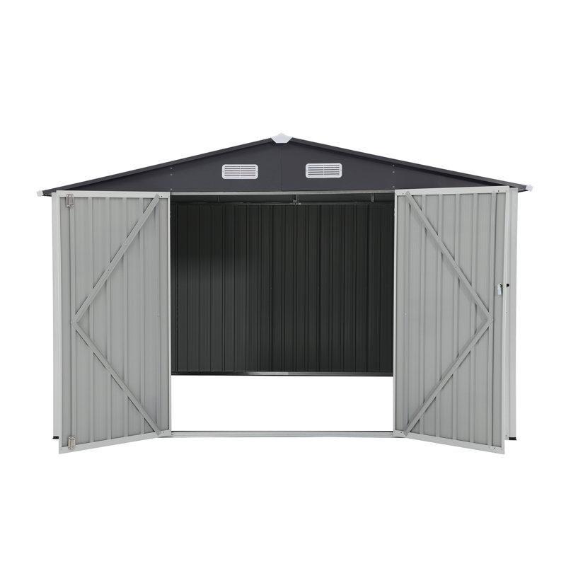 Metal Toz Boyalı Havalandırmalı Çift Kapılı Bahçe Dolabı - 290x237 cm - 163555