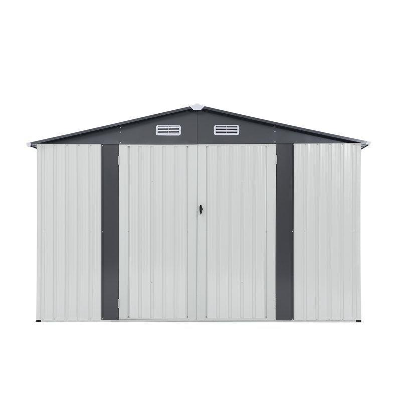 Metal Toz Boyalı Havalandırmalı Çift Kapılı Bahçe Dolabı - 290x237 cm - 163555