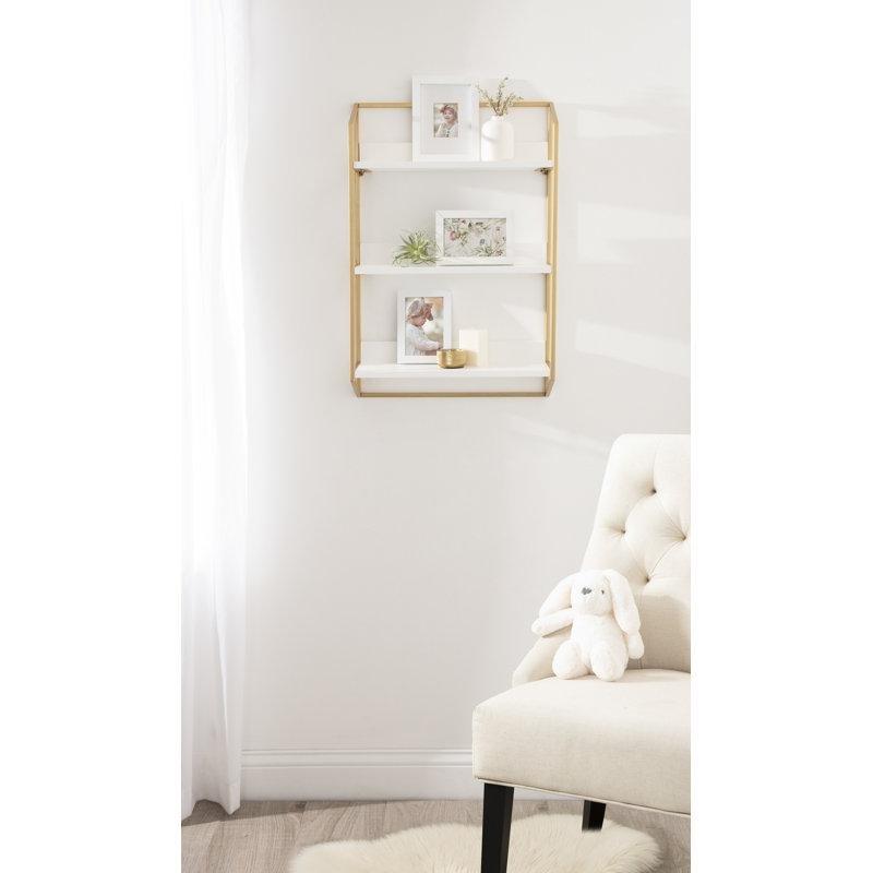 Metal ve Ahşap 3 Katlı Dikdörtgen Duvar Rafı - 46x71 cm - 180562