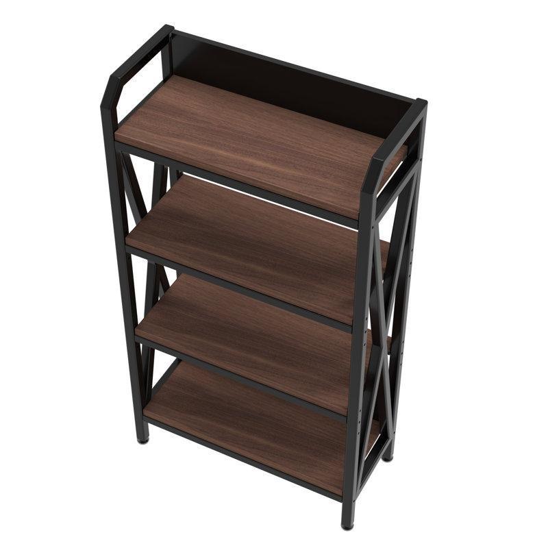 Metal ve Ahşap 4 Raflı Katlanabilir Mikrodalga Bölmeli Mutfak Rafı - 140x86x41 cm - 163972