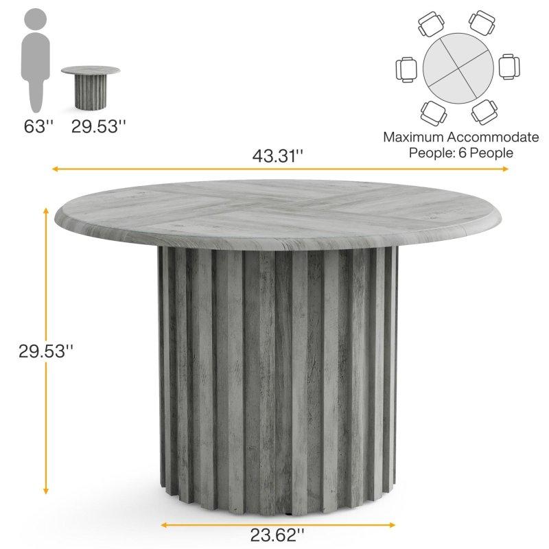Metal ve Ahşap Kaide Ayaklı Yuvarlak Bohem Yemek Masası - 120 cm - 237707