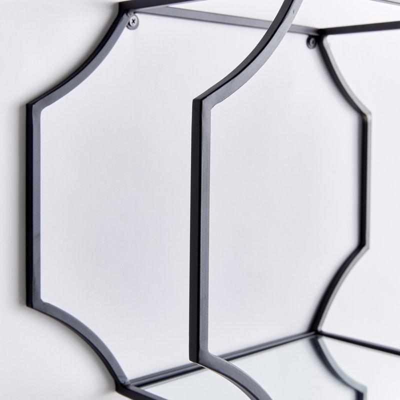 Metal ve Cam Sekizgen Geometrik 3lü Set Duvar Rafı - 179509