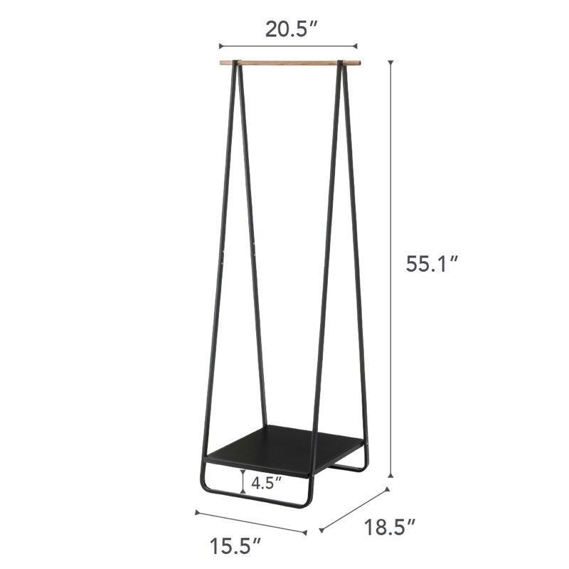 Metal ve Dişbudak Ahşap Raflı İnce Tasarım Ayaklı Askılık - 141 cm - 165631