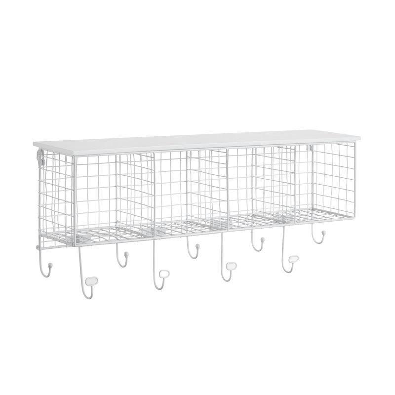 Metal ve MDF Bölmeli Dokuz Kancalı Askılı Duvar Rafı - 77 cm - 179048