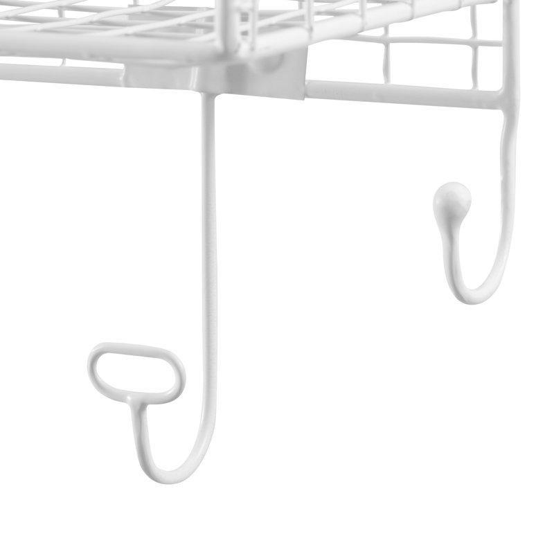Metal ve MDF Bölmeli Dokuz Kancalı Askılı Duvar Rafı - 77 cm - 179048