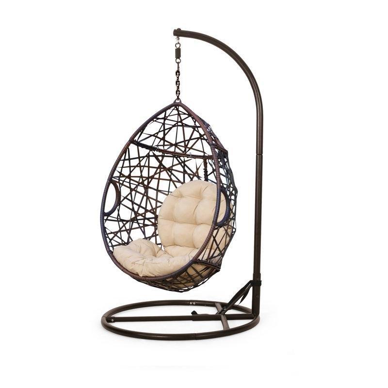 Metal ve Rattan Gölgelikli Ayaklı Tek Kişilik Balkon Salıncağı - 175013