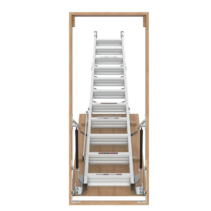 Metalik Gri Alüminyum Katlanır Çatı Merdiveni 159 kg Taşıma Kapasiteli - 58x138 cm - 170945
