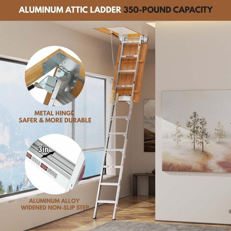 Metalik Gri Alüminyum Katlanır Teleskopik Ayarlanabilir Çatı Merdiveni - 58x138 cm - 170847