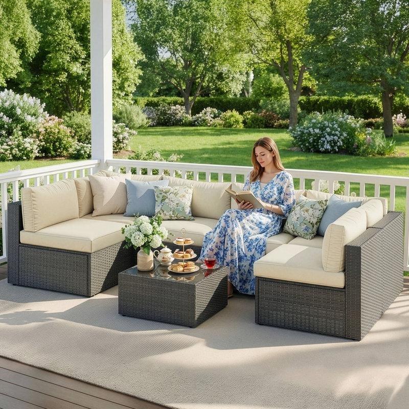 Modüler 6 Kişilik Minderli Rattan Köşe Bahçe Takımı - 210267