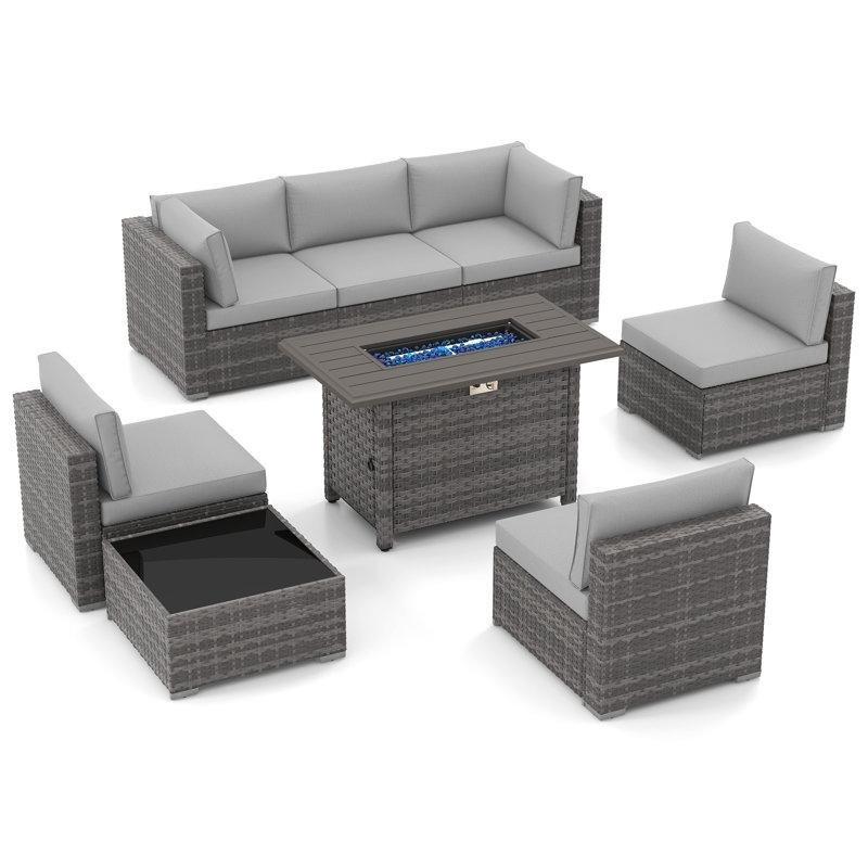Modüler Rattan Minderli 6 Kişilik Bahçe Takımı - 210001