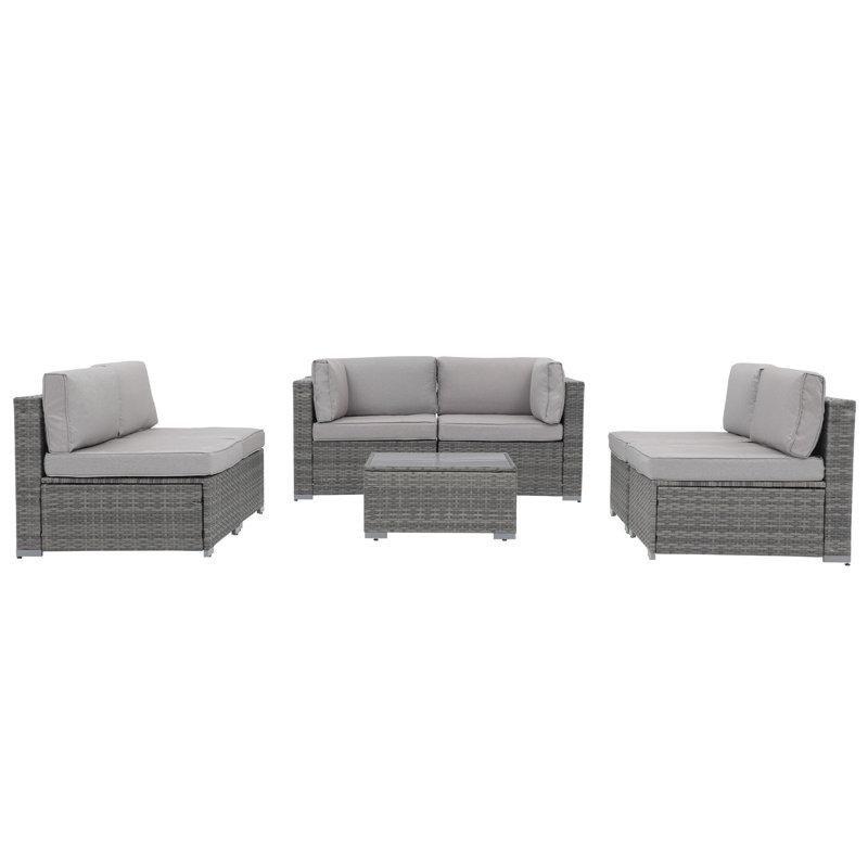 Modüler Rattan Minderli 6 Kişilik Bahçe Takımı - 210001