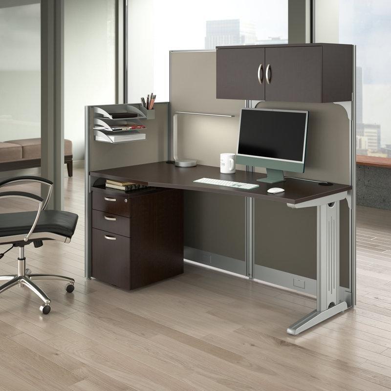 Moka Kiraz Laminat Kablo Yönetimli Depolamalı Ofis Masası - 163x82 cm - 176911