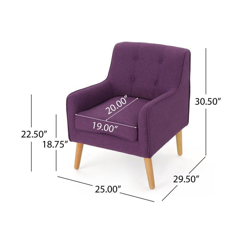 Mor Polyester Kapitoneli Huş Ağacı Ayaklı Tekli Koltuk 2li Set - 64 cm - 204458