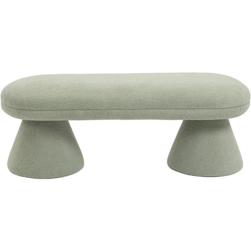 Nane Yeşili Teddy Kumaş Döşemeli Konik Tasarımlı Modern Bench - 131 cm - 164257