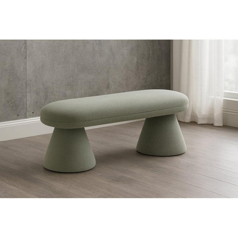 Nane Yeşili Teddy Kumaş Döşemeli Konik Tasarımlı Modern Bench - 131 cm - 164257