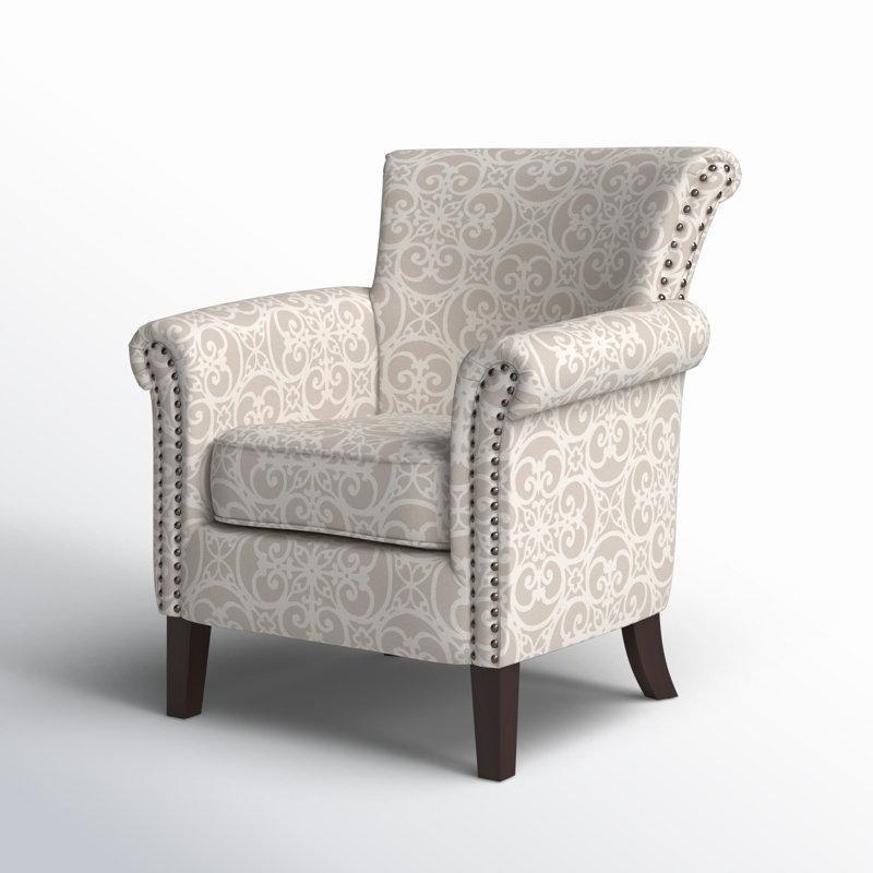 Natürel Geometrik Desenli Masif Ahşap Zımba Detaylı Tekli Koltuk - 205007