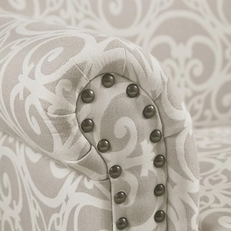 Natürel Geometrik Desenli Masif Ahşap Zımba Detaylı Tekli Koltuk - 205007