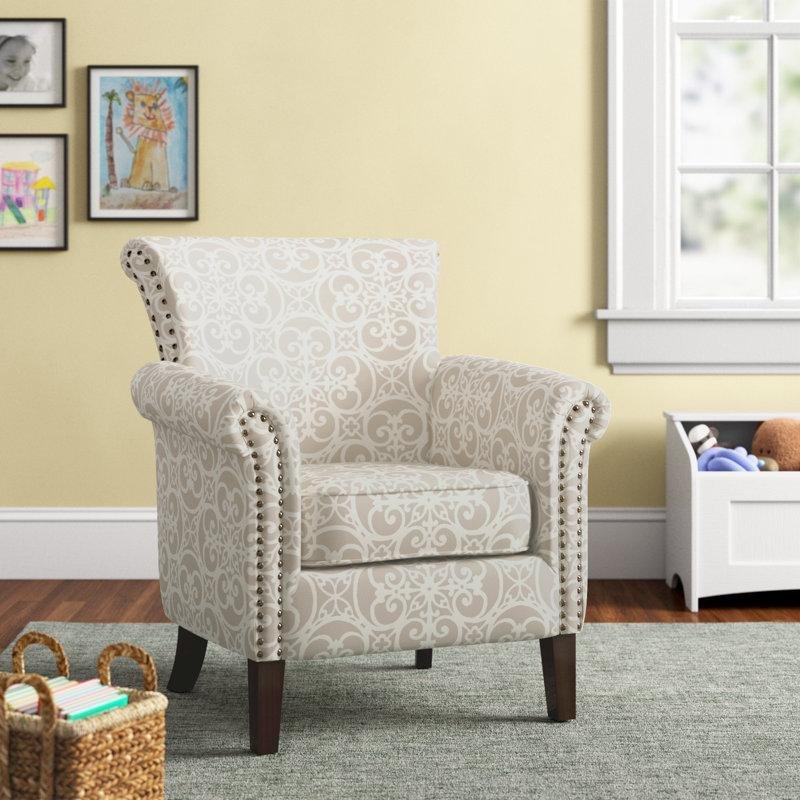 Natürel Geometrik Desenli Masif Ahşap Zımba Detaylı Tekli Koltuk - 205007