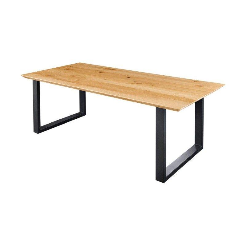Naturel Masif Meşe İsviçre Kenar U-Ayaklı Metal Bohem Yemek Masası - 160x95 cm - 236446