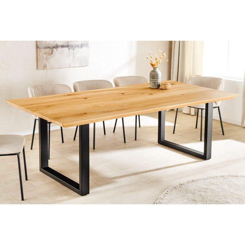 Naturel Masif Meşe İsviçre Kenar U-Ayaklı Metal Bohem Yemek Masası - 160x95 cm - 236446 Naturel Masif Meşe İsviçre Kenar U-Ayaklı Metal Bohem Yemek Masası - 160x95 cm - 236446