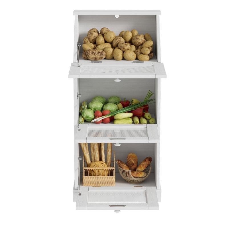 Natürel MDF 3 Katlı Mıknatıslı Kapaklı Havalandırmalı Dolaplı Sebzelik - 43x30x90 cm - 177836
