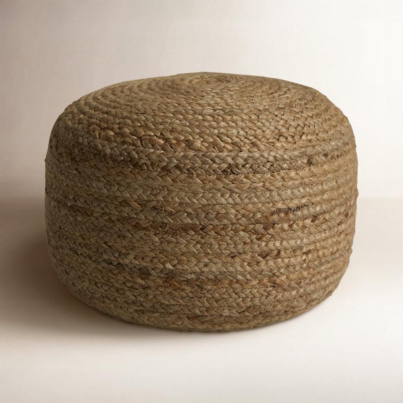 Natürel Örgü Jüt Silindir Puf - 46x31 cm - 165331