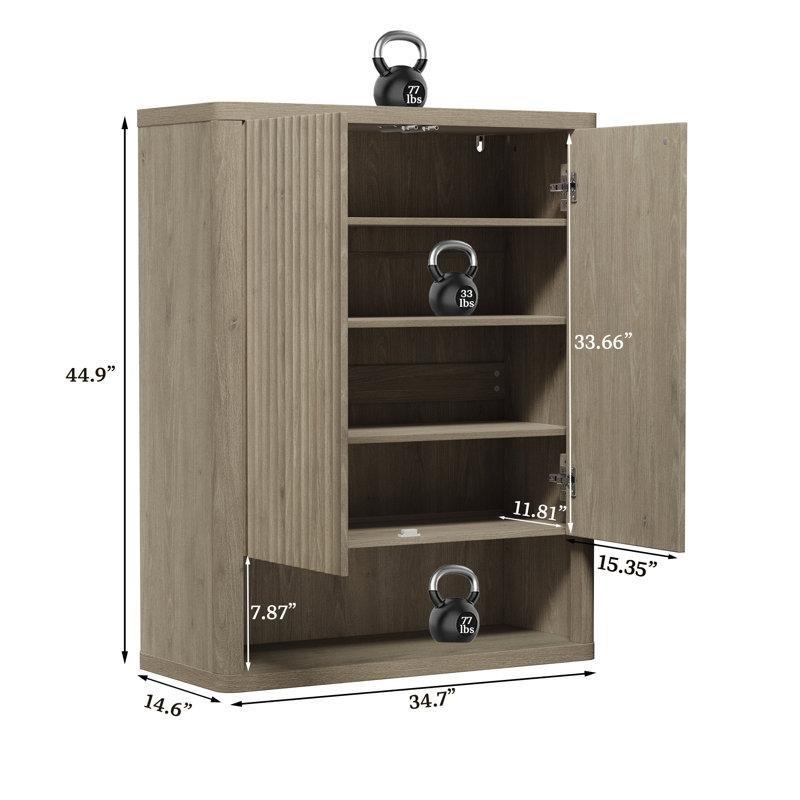 Nervürlü Kapaklı Ahşap Ayarlanabilir Raflı 24 Çift Kapasiteli Ayakkabılık - 89x38x115 cm - 228906