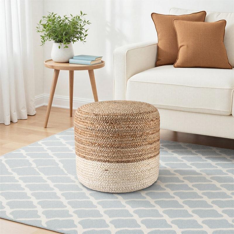Ombre Desenli 100 Örgü Jüt Yuvarlak Puf - 46x46 cm - 164824