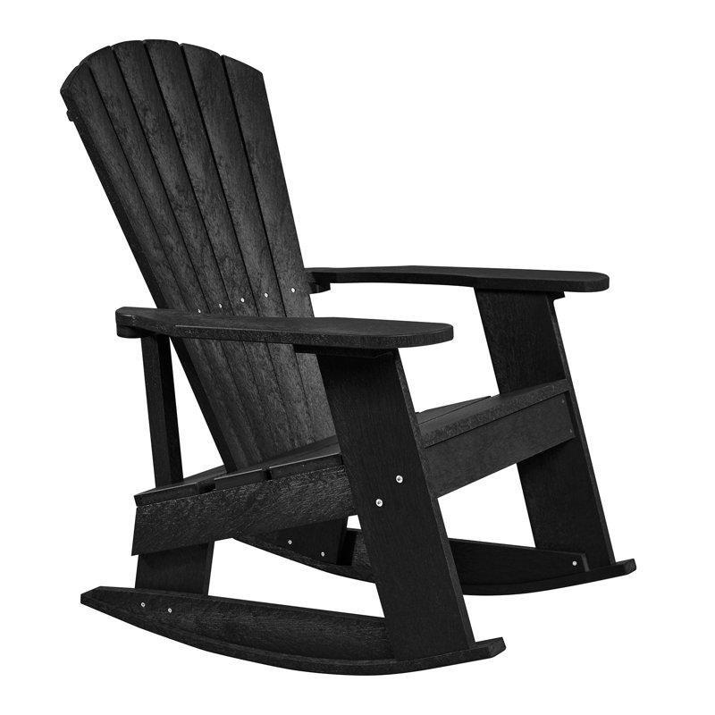 Oniks Siyahı Hava Koşullarına Dayanıklı Adirondack Sallanan Sandalye - 218963