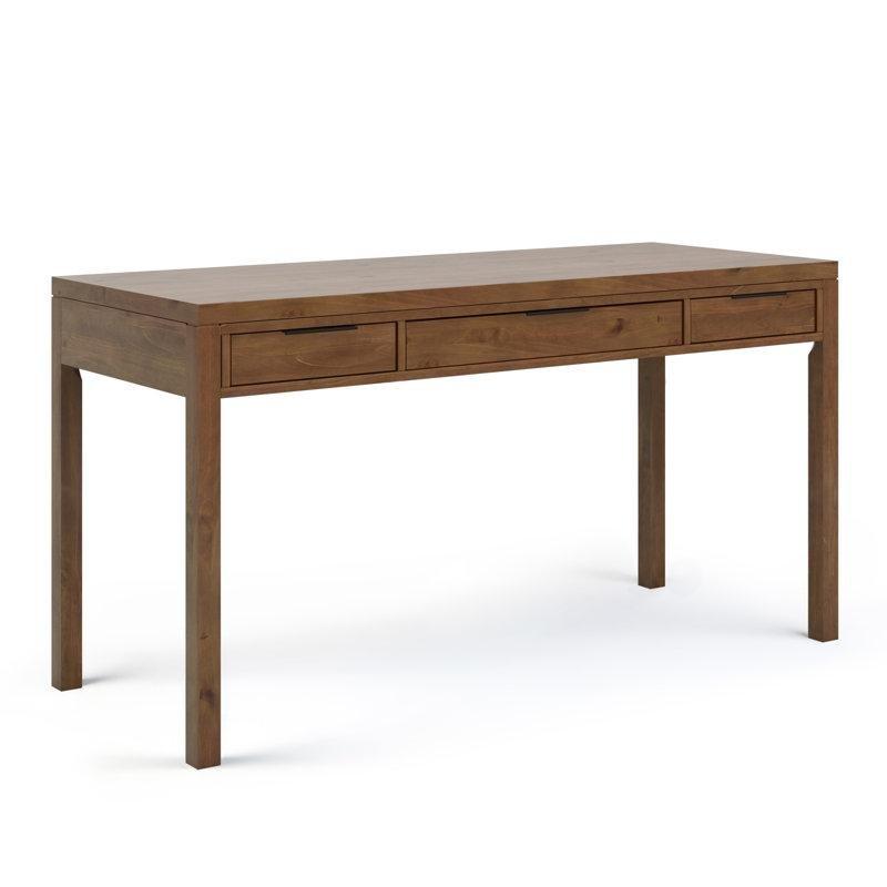 Orta Eyer Kahverengi Masif Çam Ahşap 2 Çekmeceli Klavyelikli Vintage Çalışma Masası - 153 cm - 234137