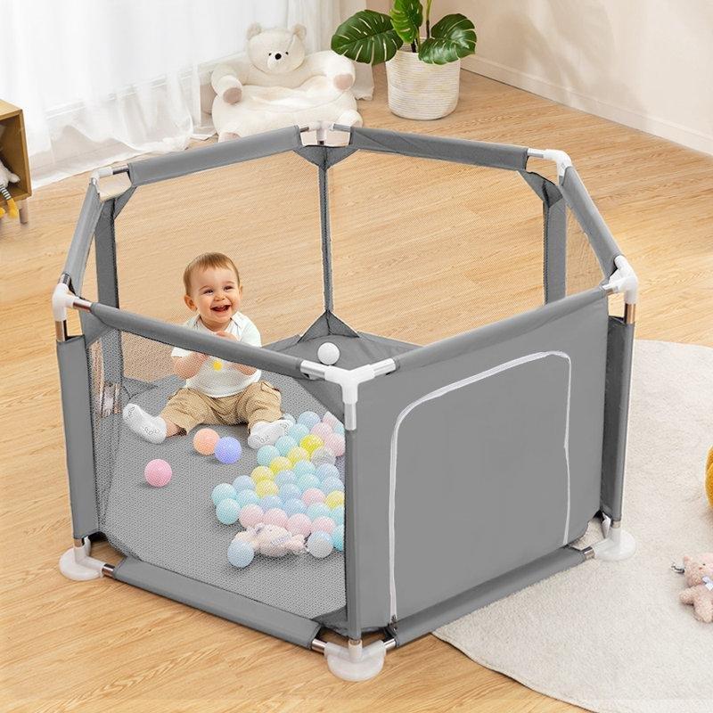 Oxford Kumaş Fermuarlı Kapılı Taşınabilir Bebek Çocuk Oyun Alanı - 125x125x67 cm - 181664