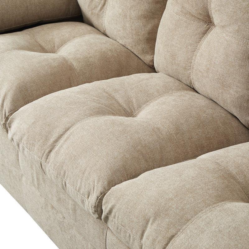 Pamuk Kumaş Yastık Kollu Kanallı Dikişli Masif Ahşap 3 Parça Koltuk Takımı - 191795