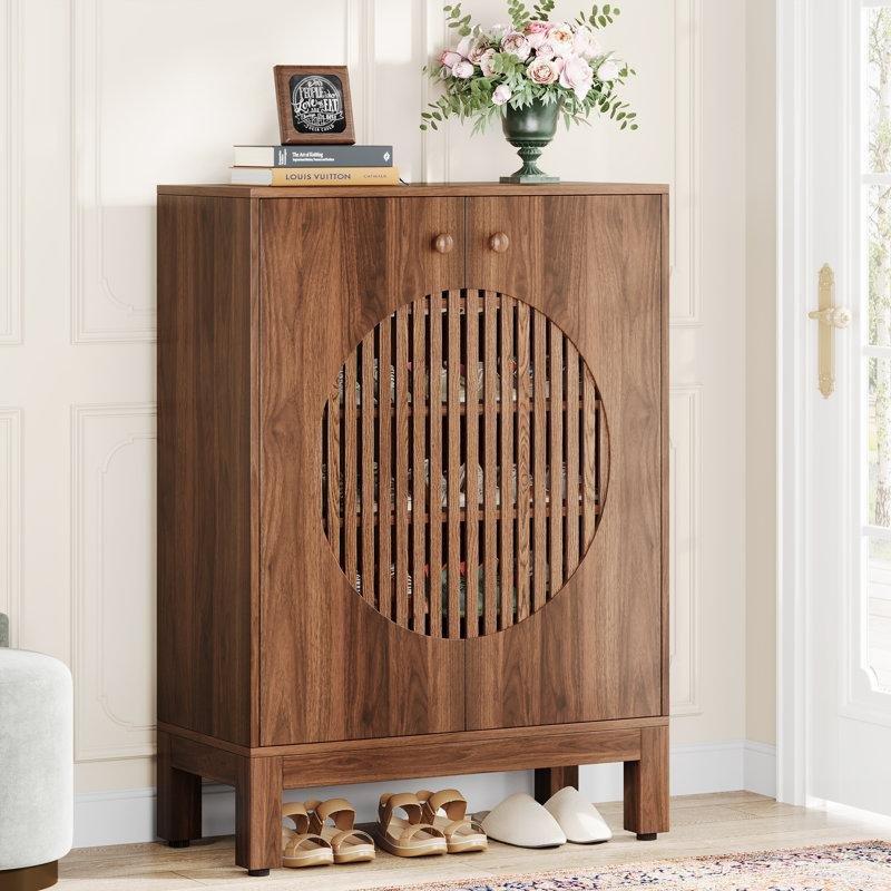 Panjur Kapaklı 20 Çift Kapasiteli Ahşap Ayakkabılık - 73x35x101 cm - 230242
