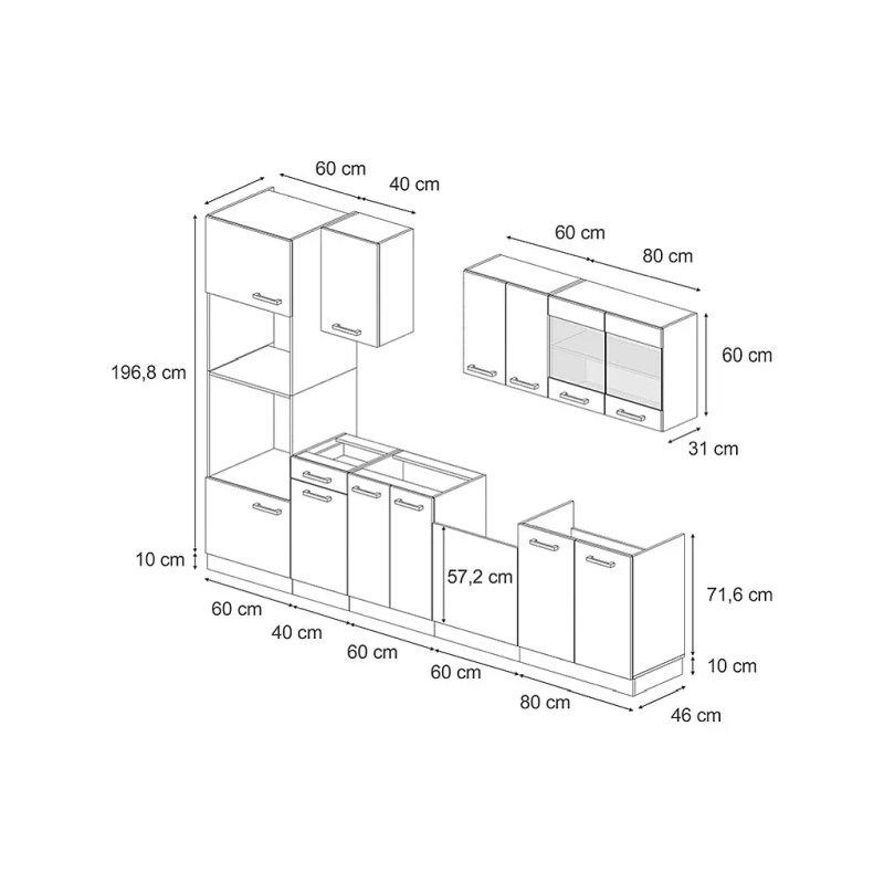 Parlak Antrasit Suntalam Modüler Mutfak Modeli - 300 cm - 186397