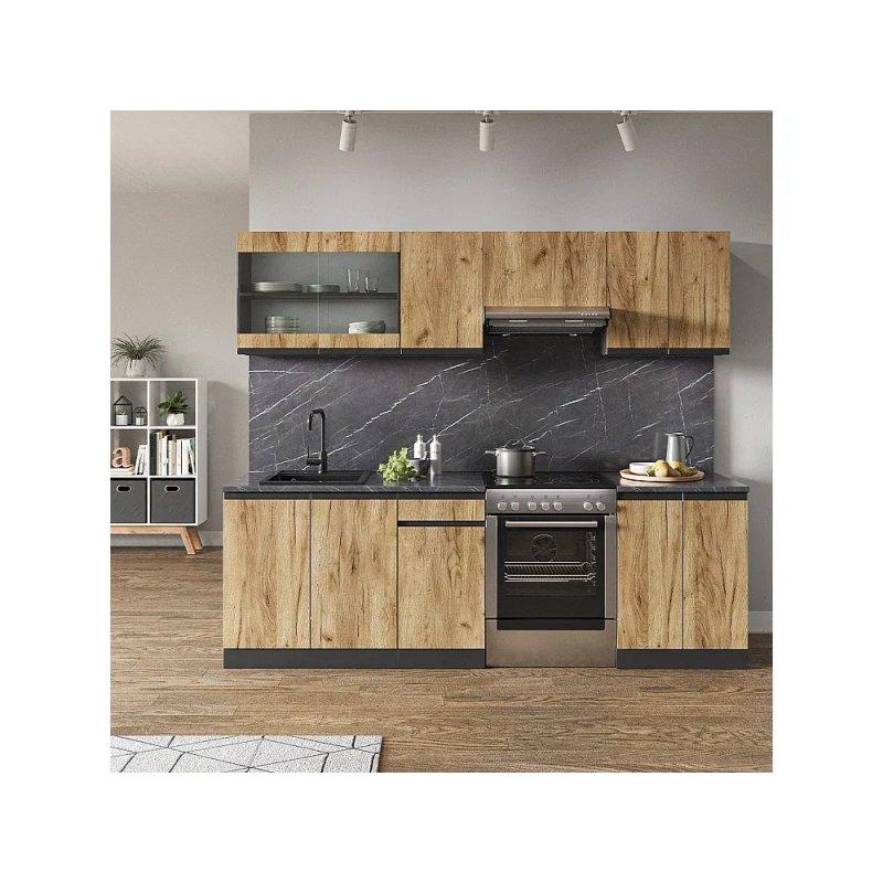 Parlak Antrasit ve Beyaz Mutfak Modeli - 240 cm - 186514