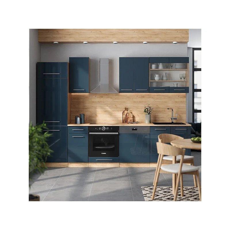 Parlak Antrasit ve Gold Meşe Mutfak - 300 cm - 186538