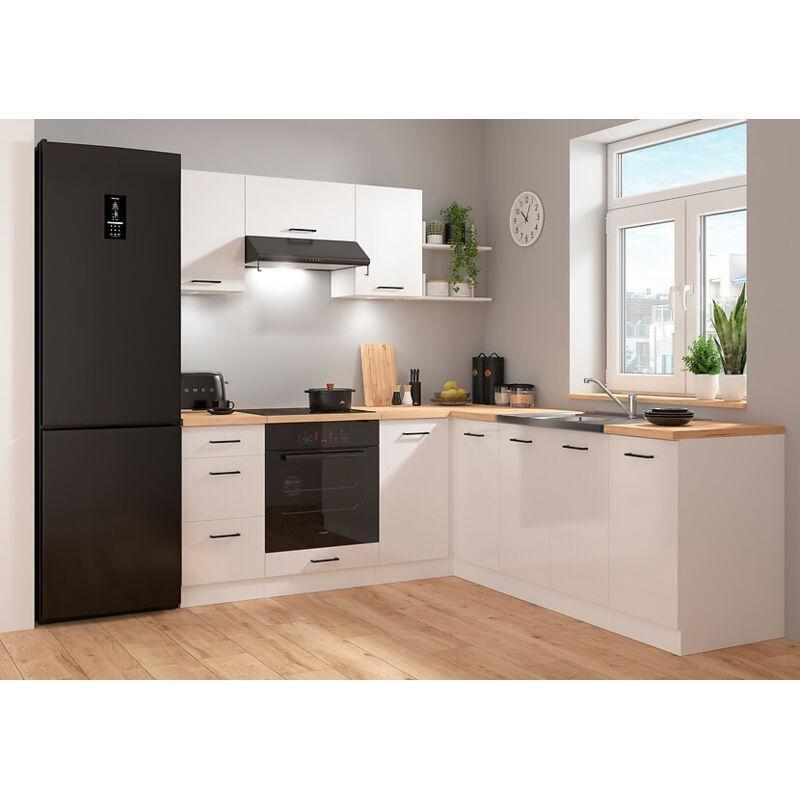 Parlak Beyaz MDF Modüler LED Aydınlatmalı Köşe Mutfak Modeli - 200x220 cm - 186254