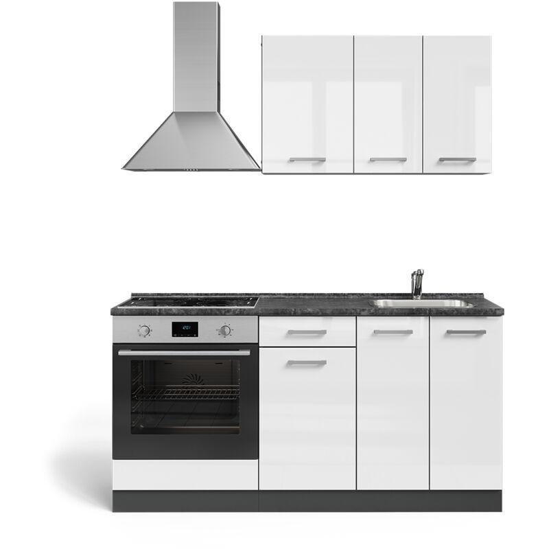 Parlak Beyaz ve Antrasit Suntalam Modüler Ayarlanabilir Ayaklı Mutfak Dolabı - 160 cm - 186069