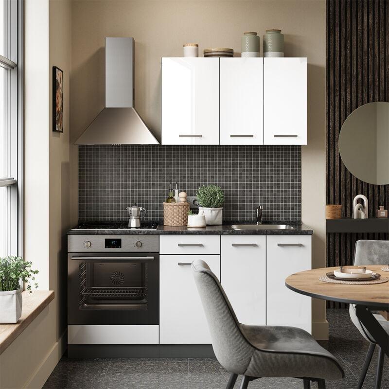 Parlak Beyaz ve Antrasit Suntalam Modüler Ayarlanabilir Ayaklı Mutfak Dolabı - 160 cm - 186069