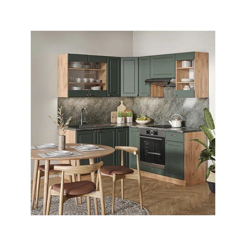 Parlak Beyaz ve Gold Meşe Köşe Mutfak - 190x46x82 cm - 186385